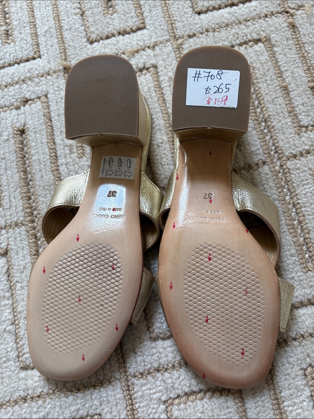 Metallic Gold Leather Slide Mules - Picture 3 of 4